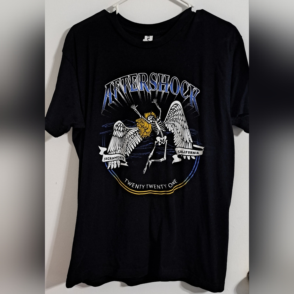 Aftershock 2021 Concert T Shirt Lineup Metallica Skeleton Angel Black